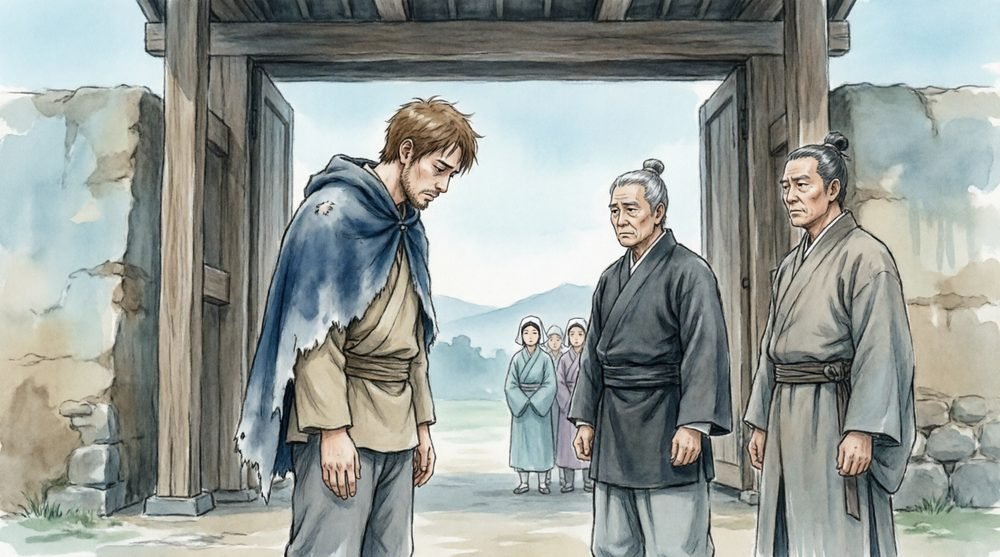 逃亡者として裁かれる男