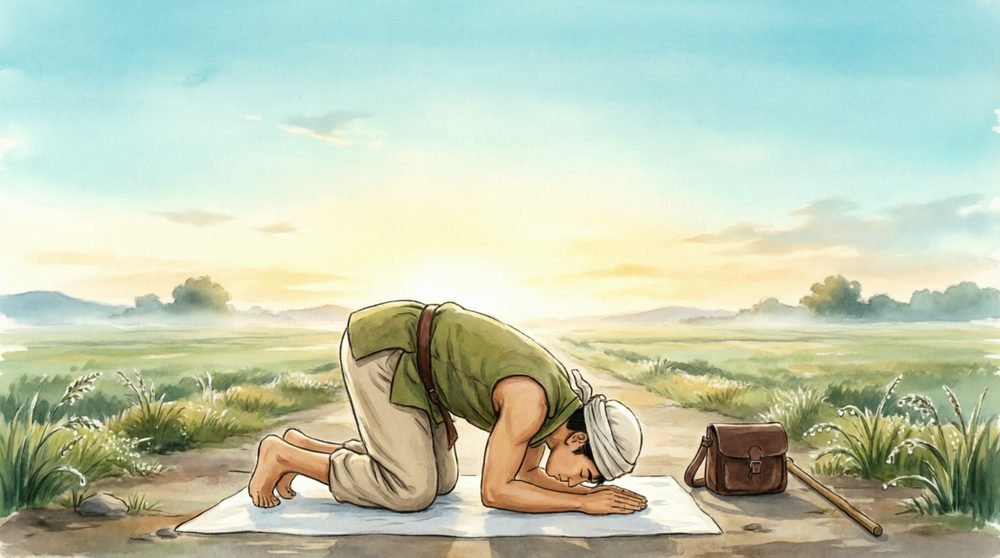 祈りを捧げる旅人