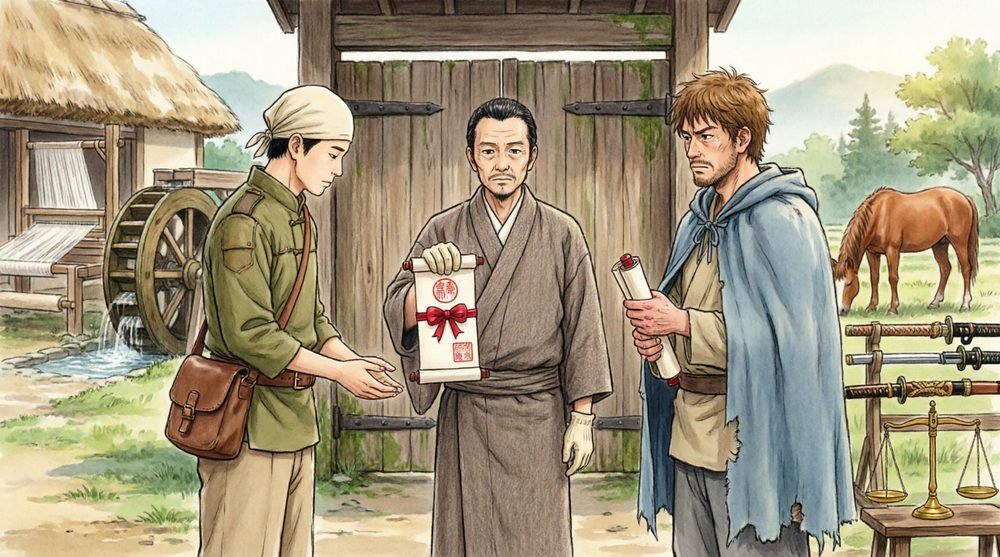 農場を家来に授ける皇帝