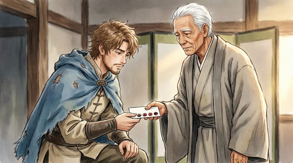 切符を受け取る兵士