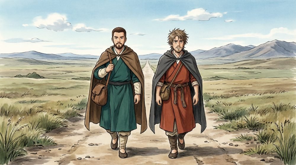 長い旅に出た二人の兄弟、分かれ道の前で
